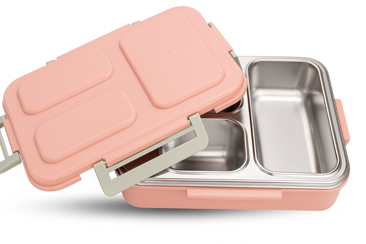 Premium Stainless Steel Lunch Box with 3 Compartments – Leakproof, Durable & Elegant Tiffin Box